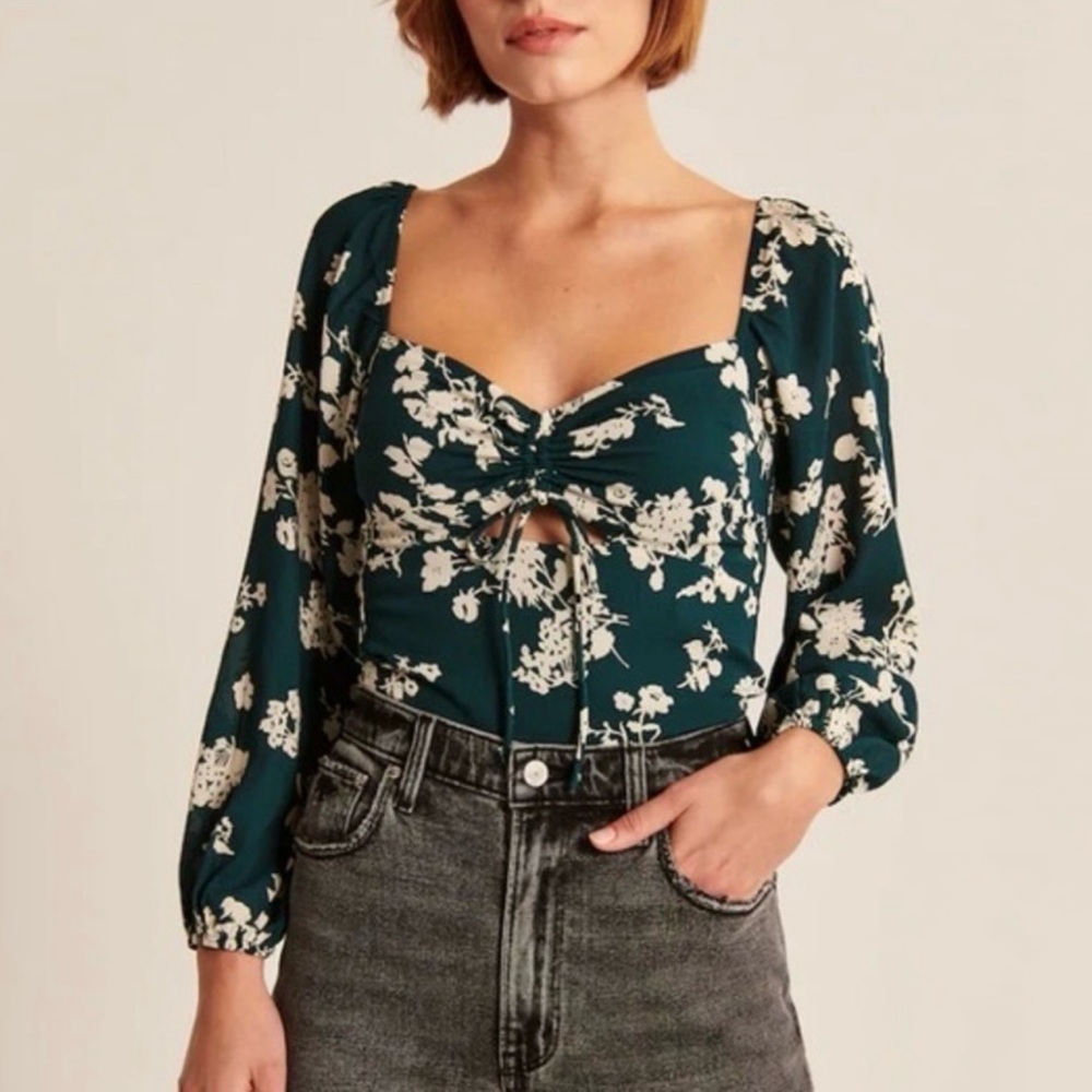 Abercrombie Green Floral Top